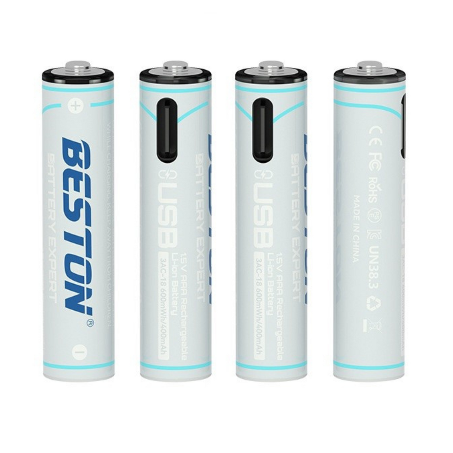Beston Lithium AAA 400mAh 1.5V USB-C Rechargeable