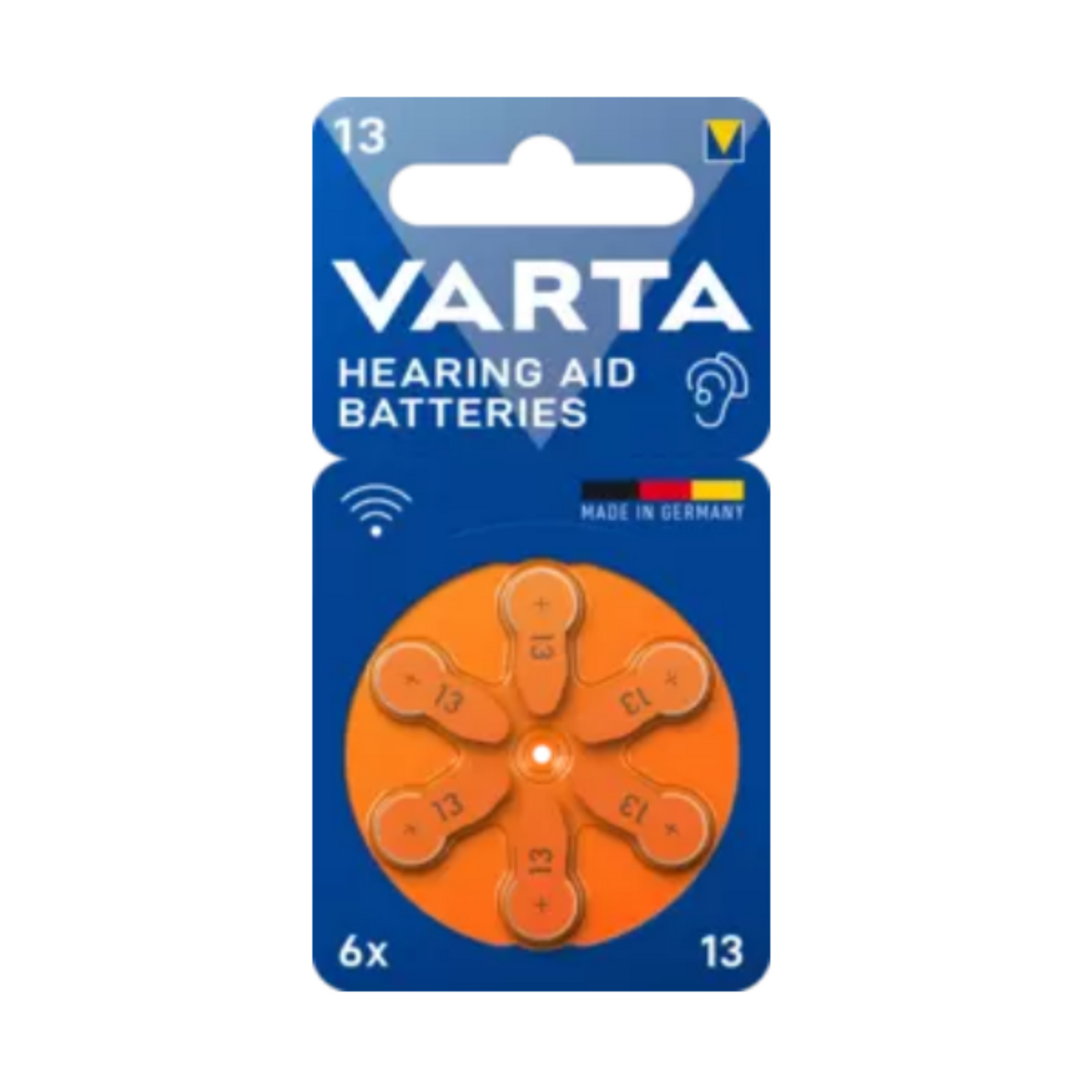 Varta AU13 Hearing Aid Battery card of 6