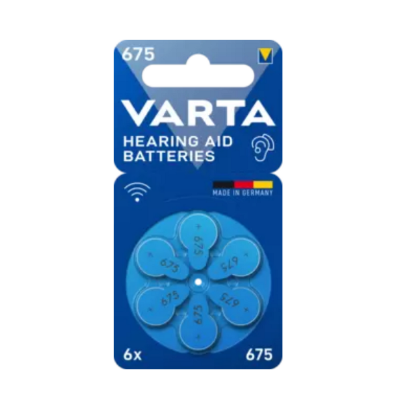 Varta AU675 Hearing Aid Battery card of 6